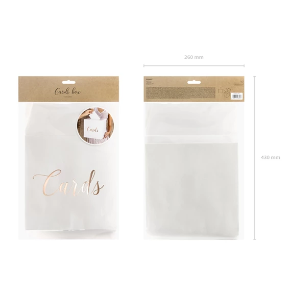 Esküvői kártya doboz kártyák rózsaarany 24x24x24 cm