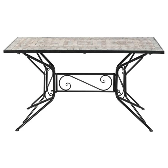 Étkezőasztal kovácsoltvas mozaik mintával 140x70x75,5 cm