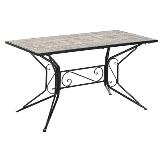 Étkezőasztal kovácsoltvas mozaik mintával 140x70x75,5 cm