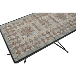 Étkezőasztal kovácsoltvas mozaik mintával 140x70x75,5 cm