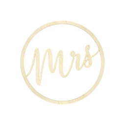 Fa dekor Mr+MRS felirat akasztós 38 cm natúr S/2