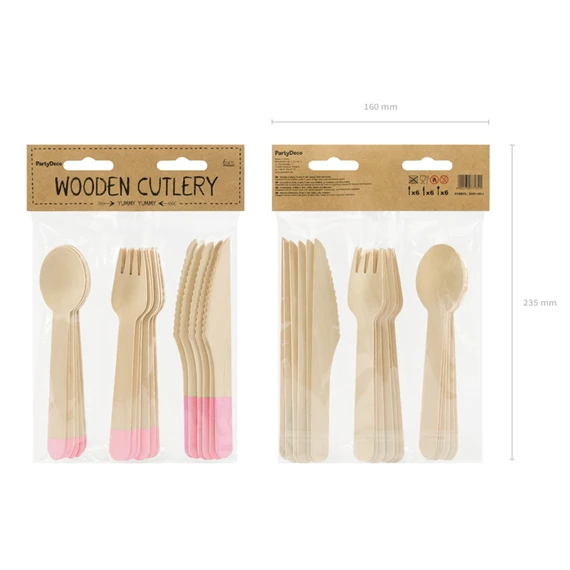 Fa evőeszköz világos rózsaszín 16 cm S/18