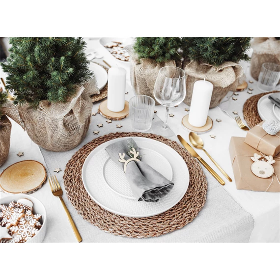 Fa szalvétagyűrűk agancs, természetes fa 6x7,5 cm S/6