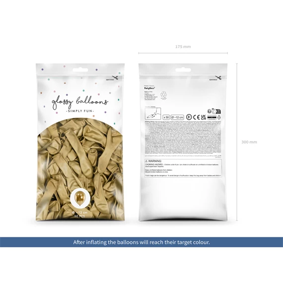 Fényes lufi 12 cm arany S/50