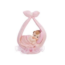 Figura baba lány sálban rózsaszín 11 cm
