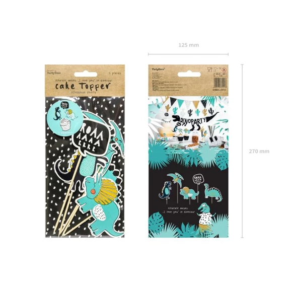 Figura pálcával dínós papír 10,5-20cm türkiz S/5