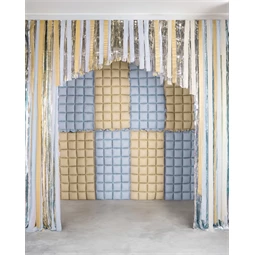 Fólia lufi függöny kétoldalas bézs-kék 55x110 cm