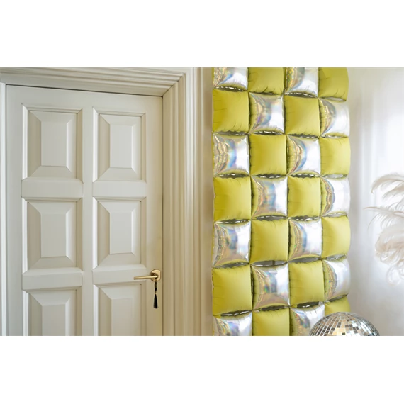 Fólia lufi függöny kétoldalas négyzet irizáló-neon sárga 35x35 cm S/4