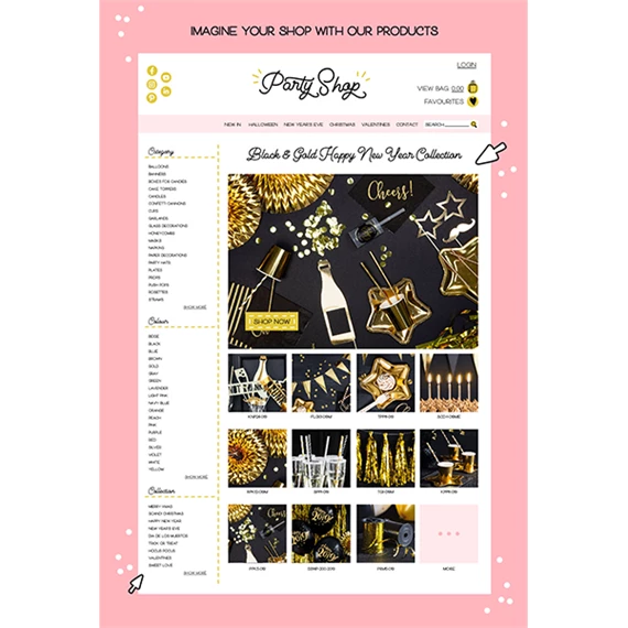 Girland bojtokkal, 30 cm x 1,5 m arany