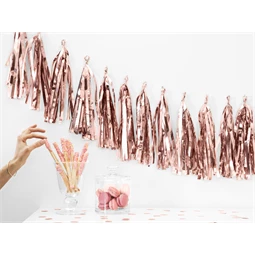 Girland bojtokkal 30 cm x 1,5 m rózsaarany