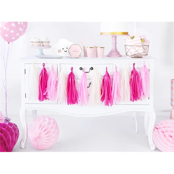 Girland bojtokkal, mix, 30 cm x 1,5 m