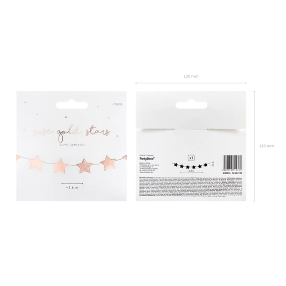 Girland csillagok rózsaarany 3,6 m
