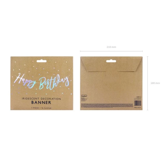 Girland felirattal "Happy Birthday" papír 16,5x62 cm színjátszó