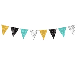 Girland pöttyös papír 1,3 m sárga,türkiz,fekete,fehér