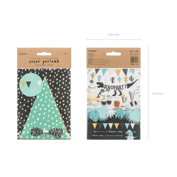 Girland pöttyös papír 1,3 m sárga,türkiz,fekete,fehér