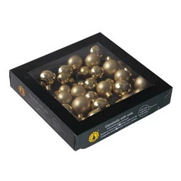 Gömb betűzős 2/2,5/3 cm bright gold combi S/6