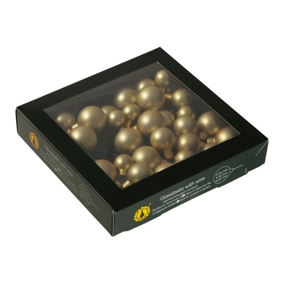 Gömb betűzős 2/2,5/3 cm bright gold mat S/6