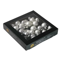 Gömb betűzős 2/2,5/3 cm silver combi S/6