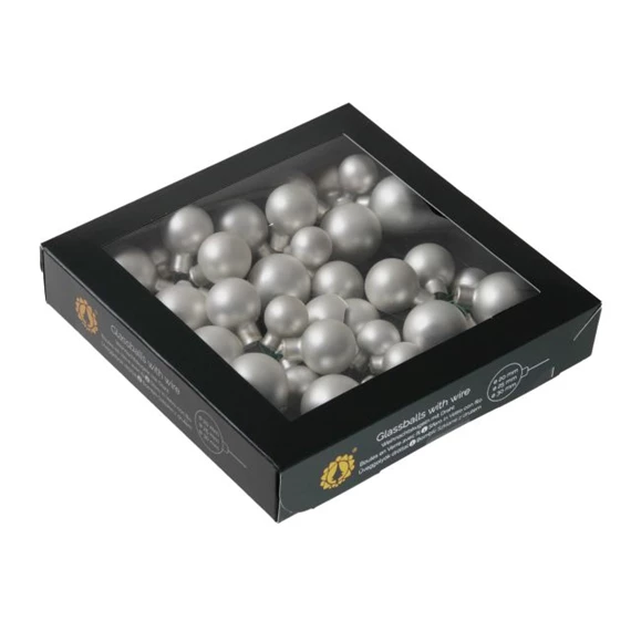 Gömb betűzős 2/2,5/3 cm silver mat S/6