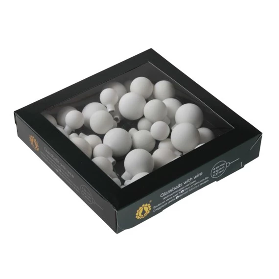 Gömb betűzős 2/2,5/3 cm white satin S/6 