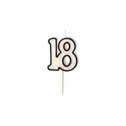 Gyertya 18-as szám születésnapi 5,5 cm fekete és fehér