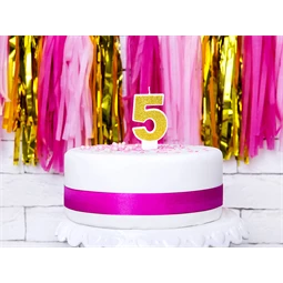 Gyertya 5-ös szám születésnapi arany 7 cm