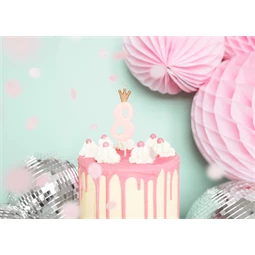 Gyertya 8-as szám születésnapi világos rózsaszín 9,5 cm