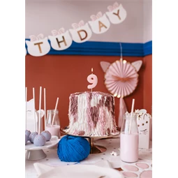 Gyertya 9-es szám születésnapi világos rózsaszín 5,5 cm