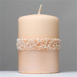 Gyertya henger, 3D virág mintával 7x10 cm