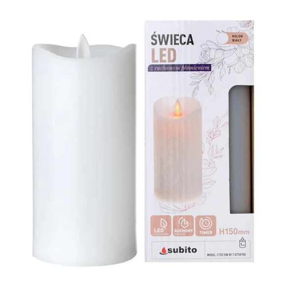 Gyertya henger LED-es, időzítővel 7x15 cm