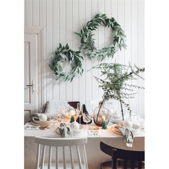 Gyertya karácsonyfa 10 cm sötétzöld