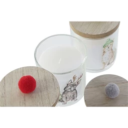 Gyertya pomponnal, kutyás 8x8x11 cm 2 féle