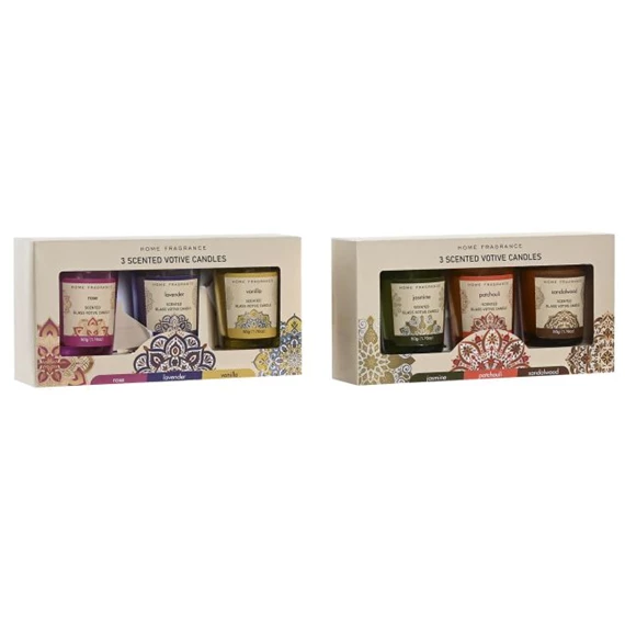 Gyertya szett Mandalás 5x5x6 cm 2 féle S/3