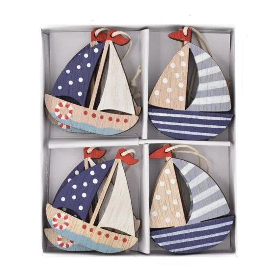 Hajó pöttyös, csíkos, akasztós 12,5x10x1,5 cm S/8