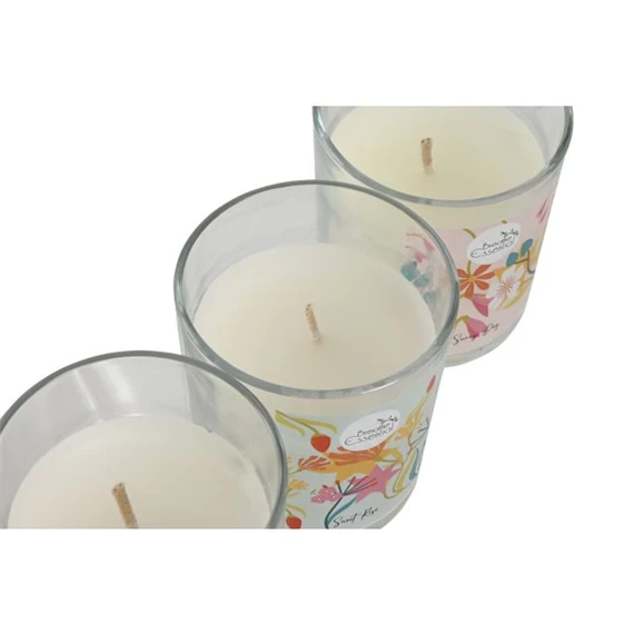 Illatgyertya virágos 8x8x8 cm 3 féle