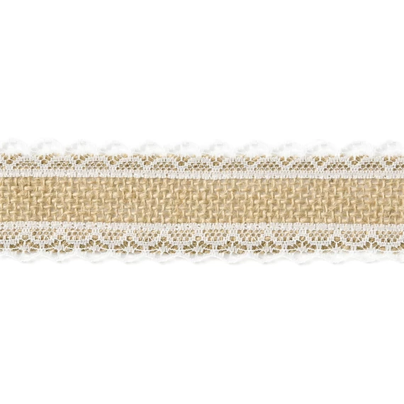 Juta szalag csipkével 4x500 cm