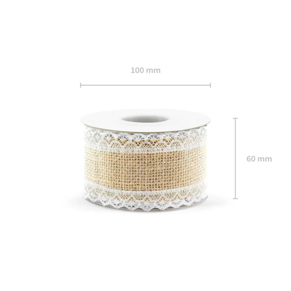 Juta szalag csipkével 5x500 cm