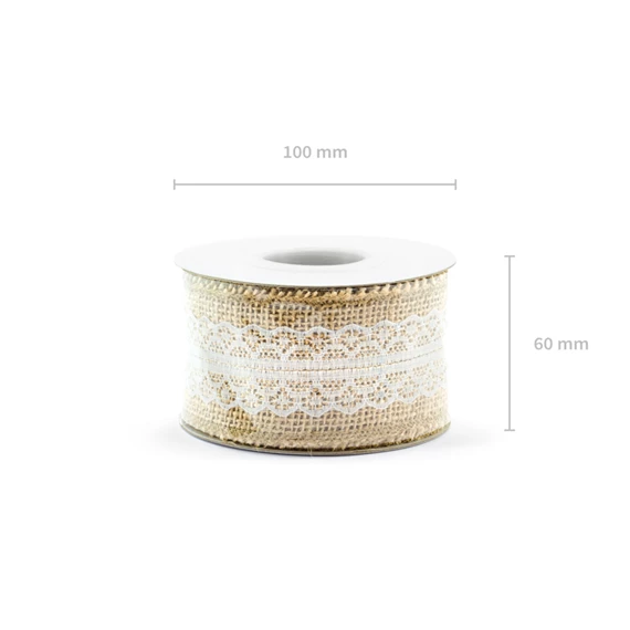 Juta szalag csipkével 5x500 cm
