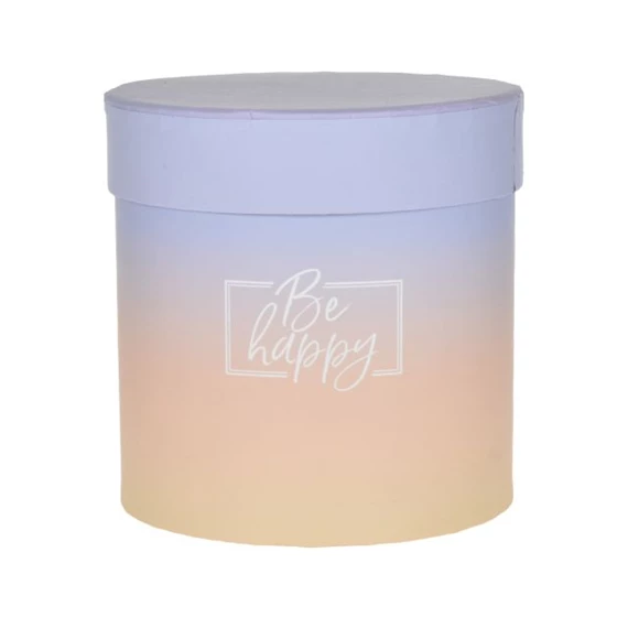 Kalapdoboz "Be happy" felirattal 11x11 cm