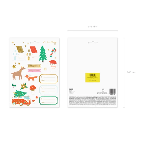 Karácsonyi matricák téli erdő, mix 2-7x2-6,5 cm