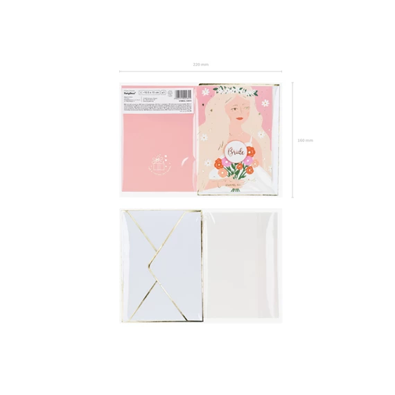 Kártya zománc kitűzővel menyasszony, 10,5x15 cm