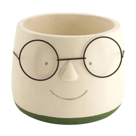 Kaspó arccal, szemüveggel 20,5x20,5x16 cm