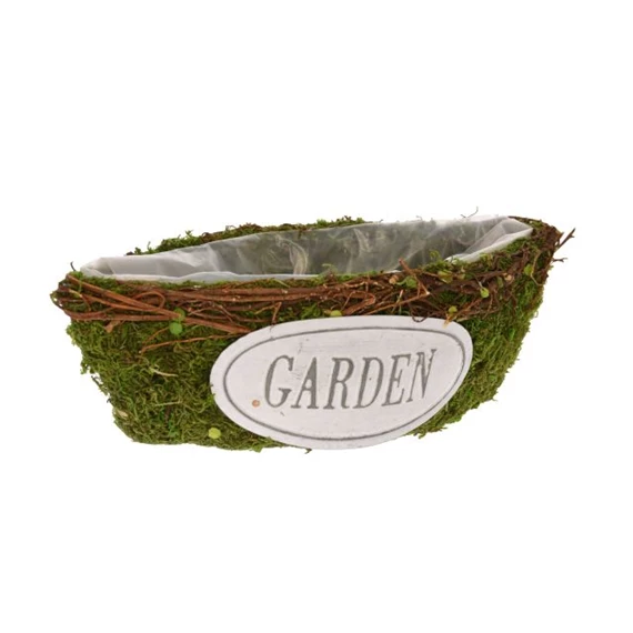 Kaspó "Garden" felirattal, bélelt, csónak alakú 36x18x11 cm, 28x13x9 cm S/2