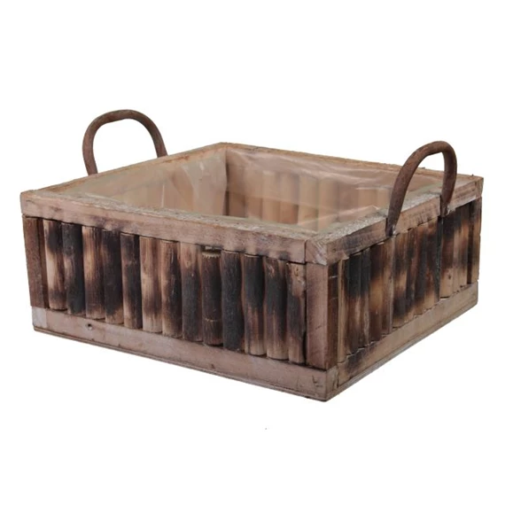 Kaspó füllel, négyszögletes, ütlethető 22x22x12 cm