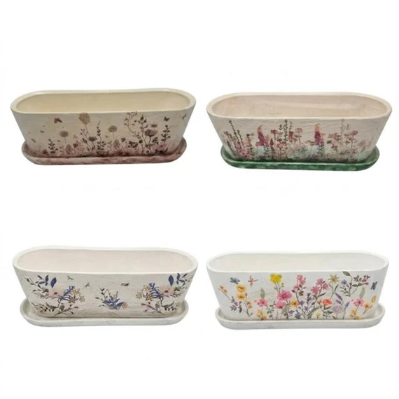 Kaspó hosszúkás alátéttel 32x11 cm 4féle