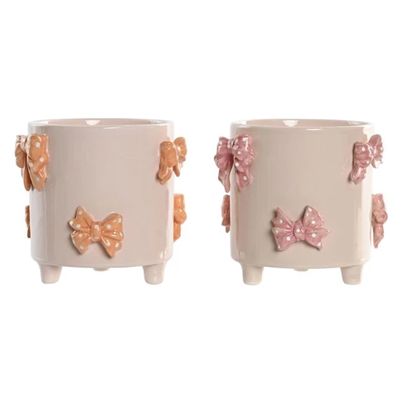 Kaspó lábbal, masnikkal 16x16x14 cm 2 féle