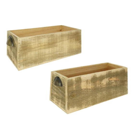 Kaspó szögletes, koptatott 30x14,5x11 cm, 24x10x9 cm S/2