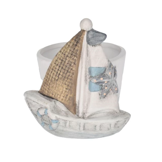 Kaspó vitorláshajóval 9,5x9,4x10,6 cm
