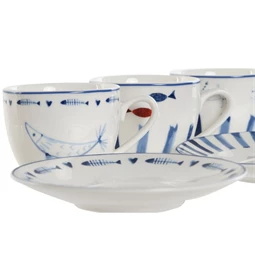 Kávés készlet, rák, hal mintával 8,5x6x5 cm 3 féle