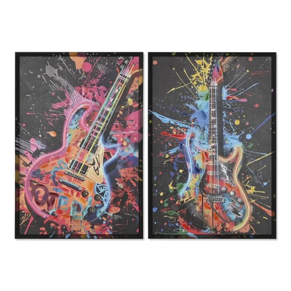 Kép keretes, LED-es gitár 63x3,7x93 cm 2 féle